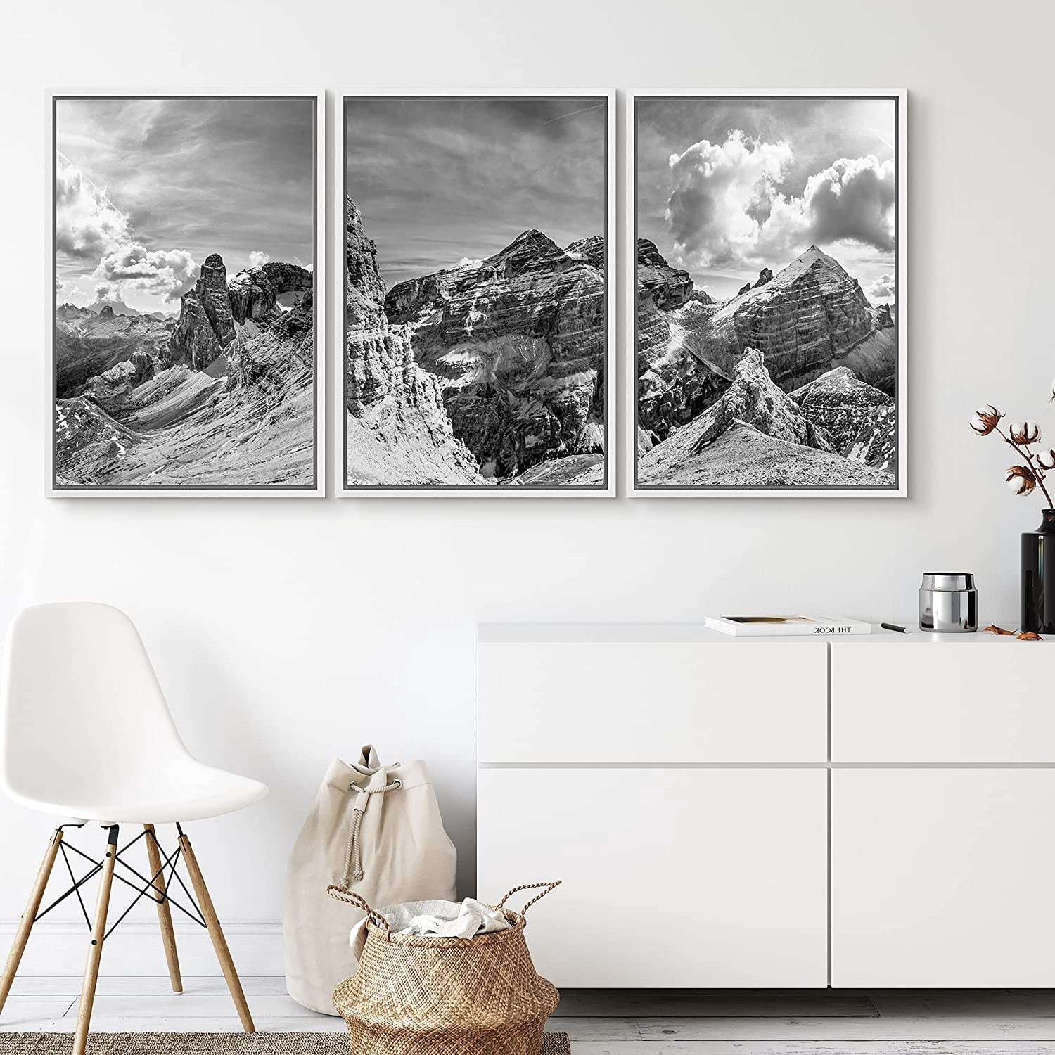 PixonSign Canvas Print Wall Art Set Mountain Range on a Sunlit Day ...