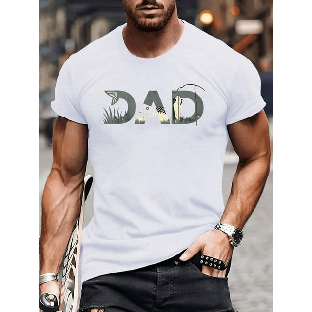 Fishing-Inspired Graphic Tee for Men - Casual Short Sleeve, Machine Washable - Perfect Summer Gift