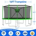 thumbnail image 3 of Kacho Trampoline, 16FT 1500LBS Trampoline for 5-6 Kids and 3-4 Adults, Outdoor Trampoline with Enclosure Net, Basketball Hoop, Ball, Light, Sprinkler, No Gap Design Backyard Trampoline, Green, 3 of 7