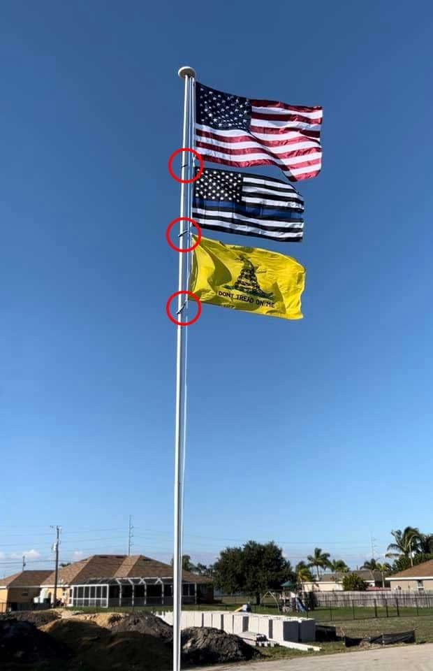 Stainless Steel Flagpole Accessory with Flag Tether & Weight