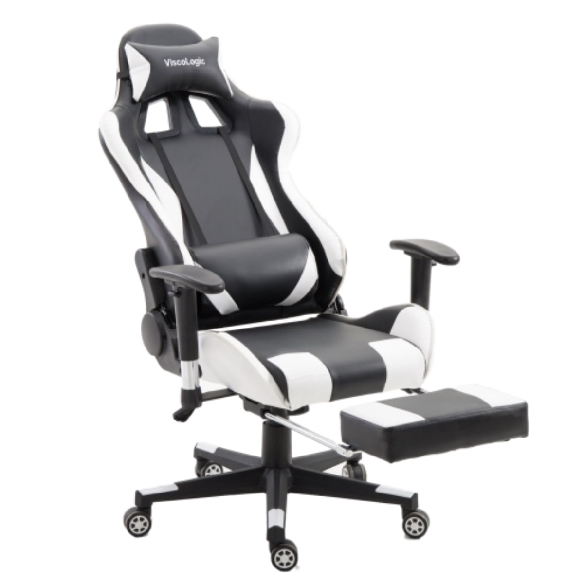viscologic speedx ergonomic gaming swivel chair with footrest red  black