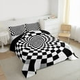 thumbnail image 3 of Homewish White Black Checkered Bedding Comforter Set,Classic Minimalist Plaid Twin Comforter Sets,Geometric Buffalo Print Bedding Set For Girls Teens,Breathable Home Decor Reversible,2-Piece, 3 of 8
