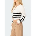 thumbnail image 6 of KelaJuan Women's Zip Front Knit Tops Stripe Print Long Sleeve Spring Cardigan Slim Lightweight Sweaters, 6 of 6