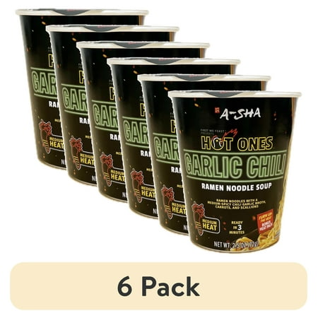(6 pack) Hot Ones x A-Sha Garlic Chili Ramen Noodle Soup