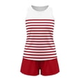 thumbnail image 7 of Mifsaly Womens Short Sets 2 Piece Outfits Summer Athletic Sets Women Striped Tank Tops And Drawstring Waist Shorts Red,XL, 7 of 7
