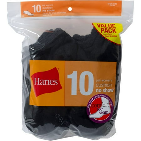 Hanes Ladies No Show Socks 10 Pack