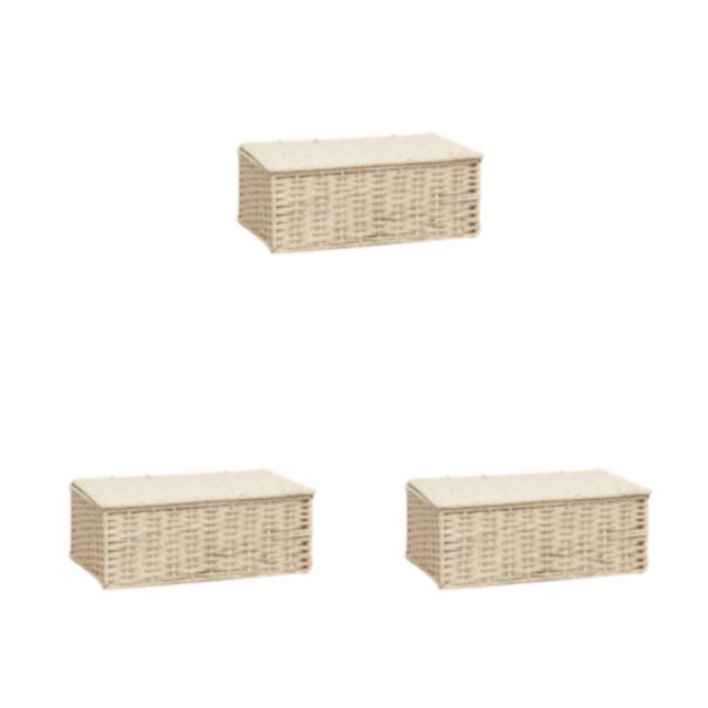 relayinert Paper Rattan Storage Basket - Durable And Convenient For Anywhere Wide Storage Container High-capacity Makeup Organizer Beige Large 36*26*15 3Set