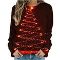 thumbnail image 5 of Women’s Merry Christmas Crewneck Sweatshirt Funny Xmas Tree Graphic Long Sleeve Pullover Holiday Party Top Festive Dressy Casual Blouse,Multicolor,L, 5 of 5