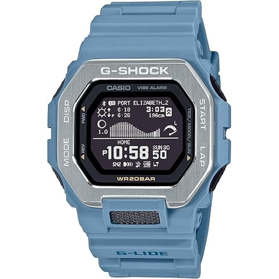 Casio G-Shock GBX-100-2ADR Men’s Digital Tide Graph Watch – Blue Resin Band, Bluetooth, 200M Water Resistant