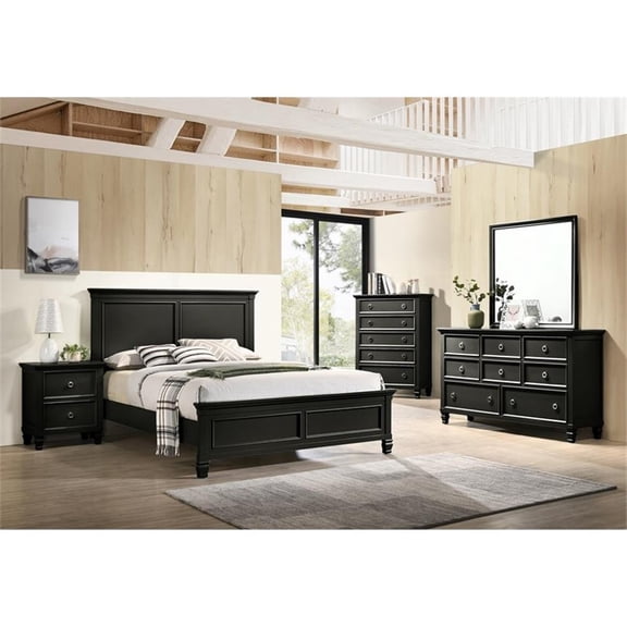 New Classic Furniture Tamarack 5-Piece Wood Queen Bedroom Set in Black