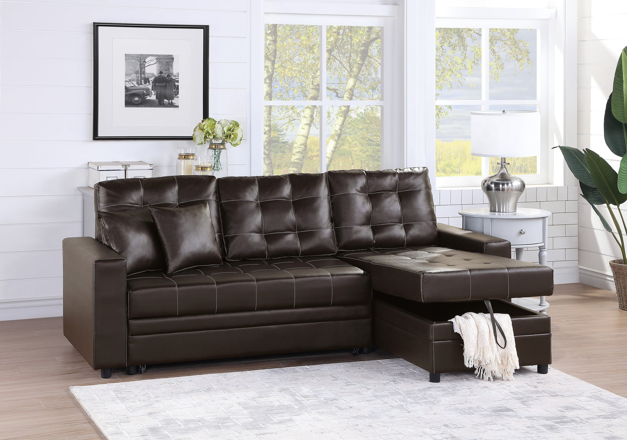 Convertible Sectional Sofa Set Living Room Furniture 2pc