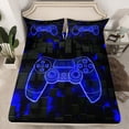 thumbnail image 2 of jejeloiu 3D Console Lovers Queen Sheet Sets,Modern Video Game Flat Sheet,Black Blue Queen Fitted Sheet For Men Women,Luxury Bedroom Decor,4 Pieces, 2 of 7