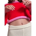 thumbnail image 4 of Liacowi Women Juniors Long Sleeve Knitted Pullover Lightweight Sweater Loose Patchwork Ribbed Knitwear Jumper Tops, 4 of 6