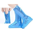 thumbnail image 3 of Blue Portable Lengthen Shoes Cover Zippered Boots Protectors Waterproof Shoe Protectors Elastic Band Overshoes for Outdoor Rainy Day Adult - L, 3 of 7