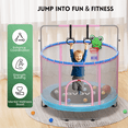 thumbnail image 3 of GVDV Trampoline for Kids, 60" Toddler Mini Trampoline with Enclosure Net, Basketball Hoop, 3 of 7