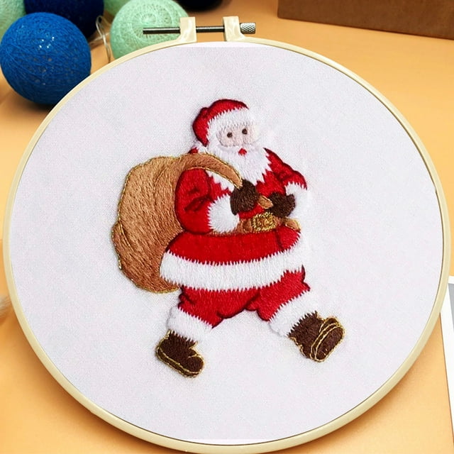 DIY Knitting Christmas Embroidery Kit With Embroidery Hoop 2024 For Beginners Adults Full Set Including Needles Threads
