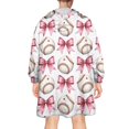 thumbnail image 2 of Pink Baseballs and Bows Pattern Wearable Oversized Blanket,Wearable Blanket Hoodie for Adults,Cozy Hooded Blankets with Super Pockets,Super Warm Fuzzy Pullover for Women & Men, 2 of 6