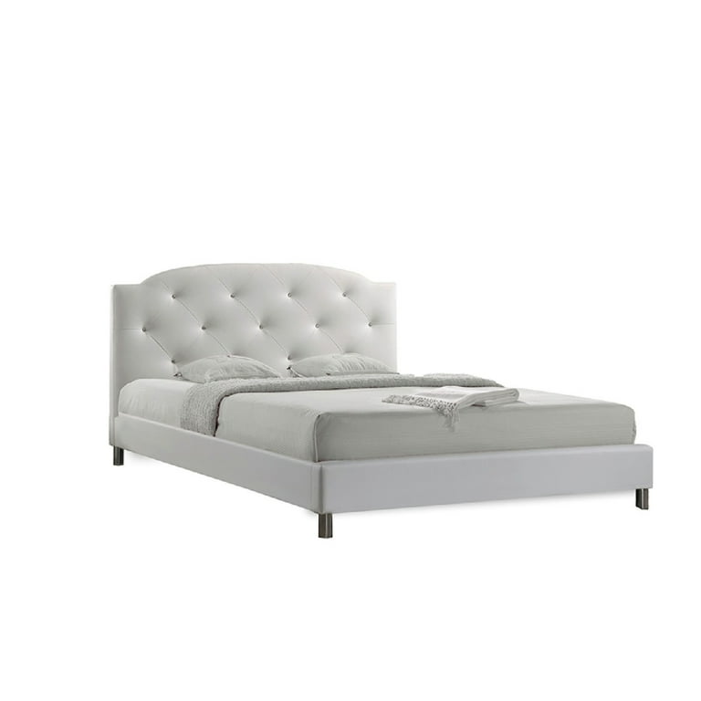 Baxton Studio Canterbury Leather Contemporary Bed Full Queen White