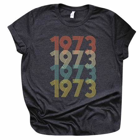 

kakina CMSX Womens Tops for The Office Casual Birthday Gift T Shirt Vintage 1973 Original Parts Tee Cute Tee Floral Blouses Tunic Tops Dark Gray XXL