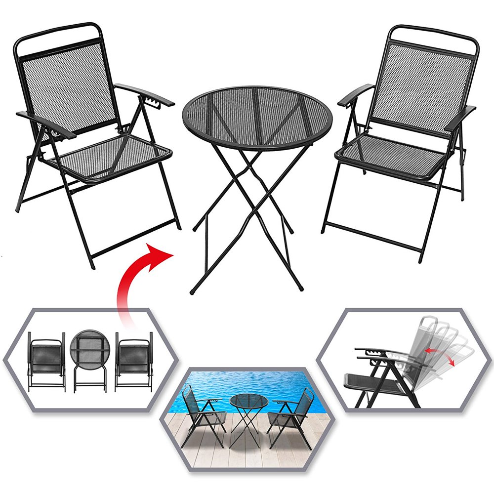 Sunrise 3Pieces Patio Bistro Set Foldable Outdoor Table and Chair Set