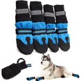 thumbnail image 1 of HELIAHOO Dog Shoes Waterproof Dog Boots, Reflective Pet Paw Protectors Anti-Slip Booties with Adjustable Strap Rugged Anti-Slip Sole for Medium Large Dogs All Seasons 4PCS CJ915-127529, 1 of 1
