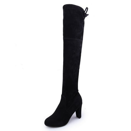 

Fesfesfes Riding Boots For Women Winter Warm Rivets Zipper Hoof Heels Riding Horse Sexy Mid Calf US:4.5(35)