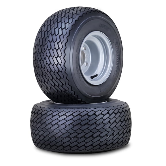 ROADGUIDER Golf Cart Tire Wheel Assembly 18X8.5-8 4-Ply /w 4 Lugs on 4" PCD Silver Rim Installed ,SET 2