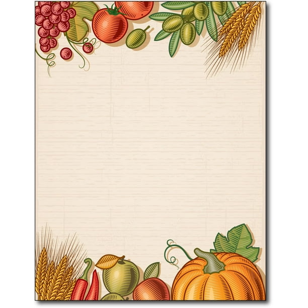 Fall Harvest Table Thanksgiving Letterhead Paper - 80 Sheets - Walmart ...