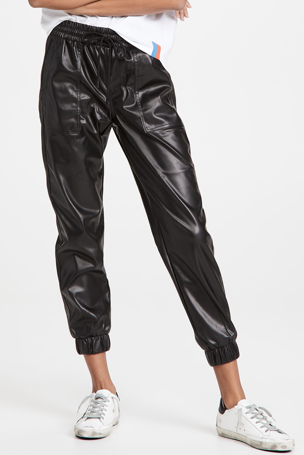 Casuashion Essential Black Faux Leather Joggers - Sleek & Comfortable Fit!