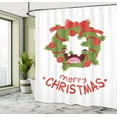 thumbnail image 5 of Ambesonne Christmas Shower Curtain, Laughing Wreath Ornaments, 69"Wx84"L, Olive Green and Dark Coral, 5 of 5