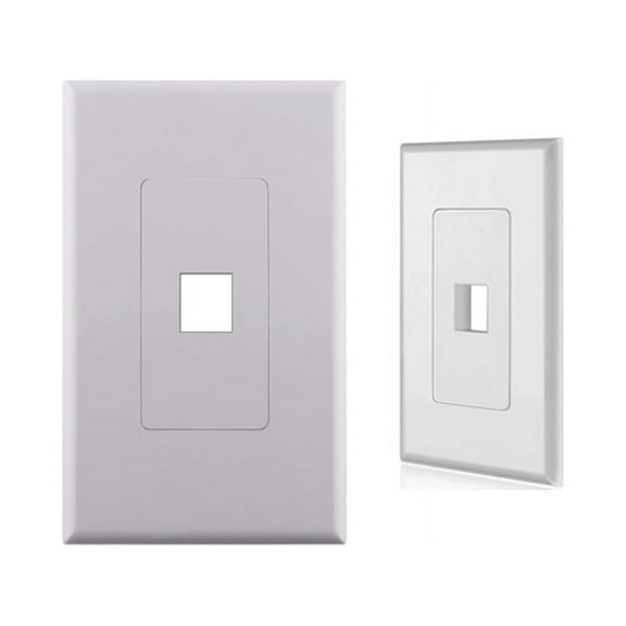 White 1-Gang Screwless Decora Wall Plate Cover with 1-Port Keystone Jack Insert