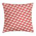 thumbnail image 1 of Cat Throw Pillow Cushion Cover, Feline Portraits with Crowns Hand Drawn Hearts Pastel Colored Background, Decorative Square Accent Pillow Case, 24 X 24 Inches, Coral Black and White, by Ambesonne, 1 of 2