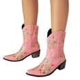 thumbnail image 5 of Mostsola Floral Embroidery Cowboy Boots for Women Snip Square Toe Ankle Boots Pull on Short Booties, 5 of 8