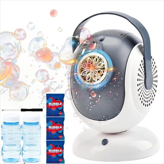 Beautysureup Bubble Machine, Automatic Bubbles Blower for Kids with LED Light and Solution, 360° Spinning & 75° Adjustment, Outdoor Toys for Parties, Ideal Birthday Toddlers Gifts , Wedding Stage Use