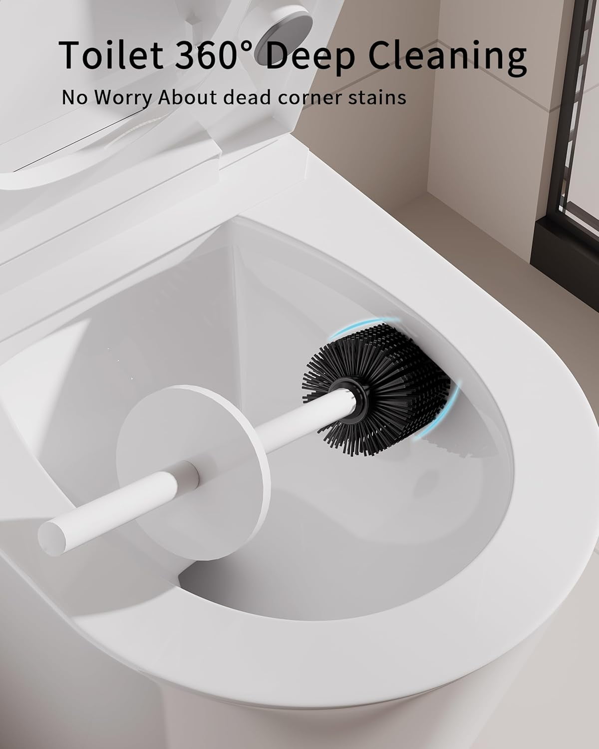 Toilet Brush and Holder Set, 2 Pack Stainless Steel Toilet Bowl Brush with Lid, Rust Proof Toilet Cleaner Brush with Caddy, Durable Bristles, Splash Proof, Ideal for Bathroom（White