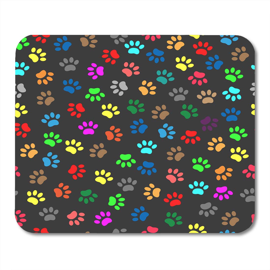 LADDKE Dog Colorful Paw Black Cat Clinic Cute Dark Mousepad Mouse Pad ...