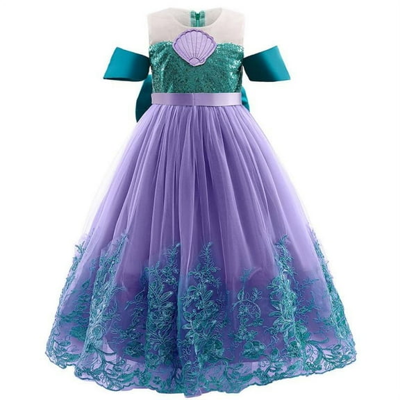 Girls Mermaid Birthday Party Princess Dress Kids Halloween Costume Outfits