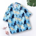 thumbnail image 3 of sunsanly Lapel Short Sleeve Buttons Closure Couple Shirt Summer Chinese Character Cats Print Beach Shirt Beachwear, 3 of 8