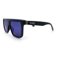 thumbnail image 6 of Kush Mens Color Mirror Flat Top Urban Fashion Horn Rim Sunglasses [Black - Blue Mirror], 6 of 8