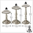 thumbnail image 4 of Grand Hotel Candle Holder, Set of 3, Handmade, Silver Aluminum, Pedestal Base, 6.25, 8.75, 10.75 Inches, For Votives and Pillars, 4 of 6