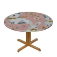 thumbnail image 3 of Orinice Rabbits Flowers Bow Tie Round Table Cover Stain Resistant Washable Indoor Outdoor Tablecloth Kitchen Dining Wedding Parties Waterproof 100% Polyester Fiber 42-46, 3 of 8