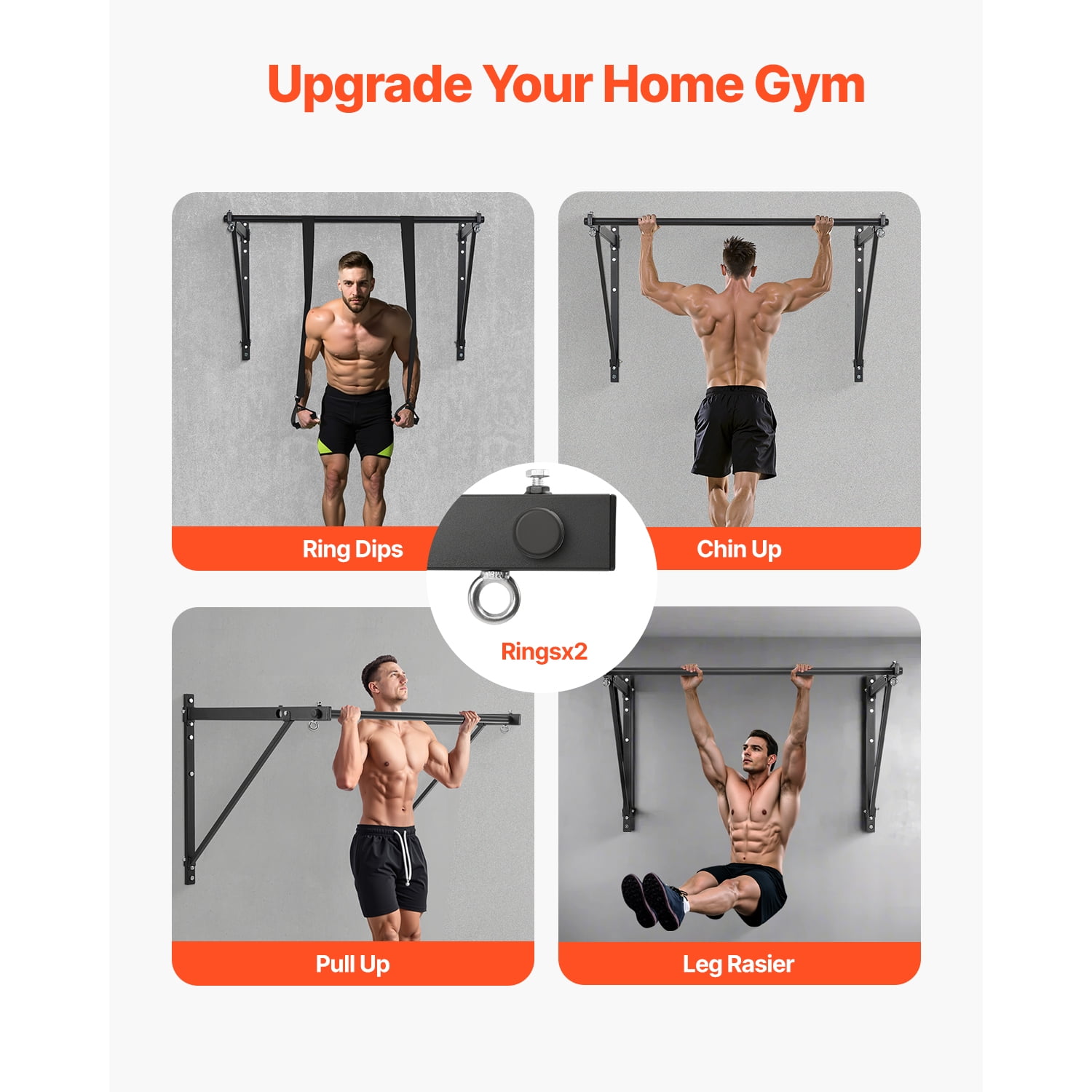 KFFKFF Chin Up Bar, Wall Installation, 50 inches Wide, Depth Alterable between 22" and 30" from Wall, Robust Steel Constructed Workout Bars, Can Sustain 440 lbs Weight