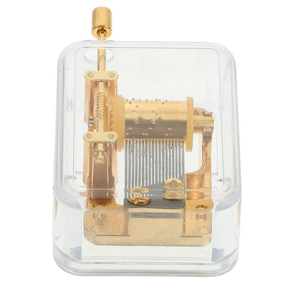 LEORX 1Pc Acrylic and Plastic Tiny Music Box with Hand Crank Function for Birthday 7.5X4.5X3CM