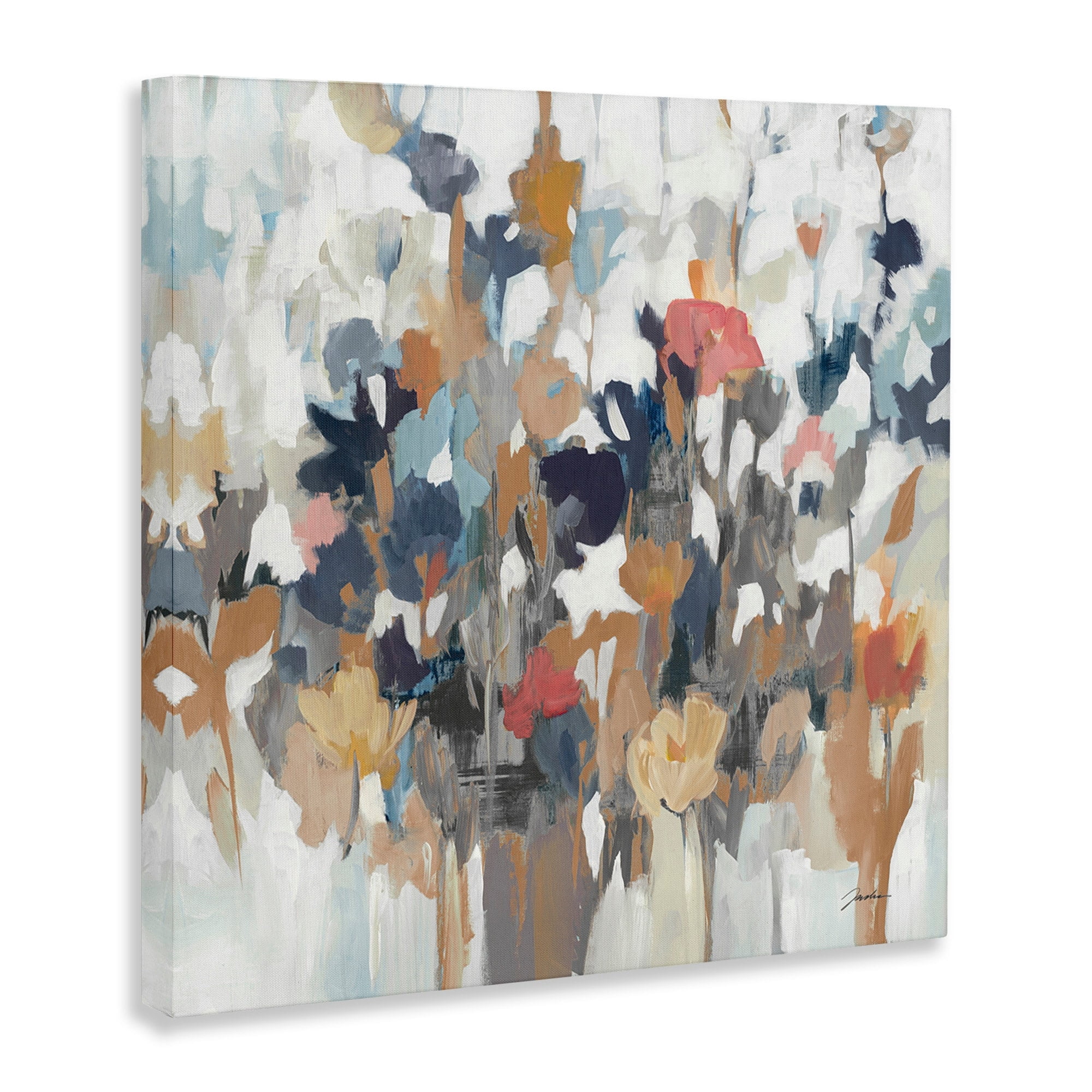 Stupell Industries Modern Painterly Floral Arrangement Abstract Petals Canvas Wall Art, 24 x 24, Design by Liz Jardine
