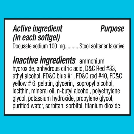 Equate Stool Softener Laxative Softgels for Constipation, 60 Count