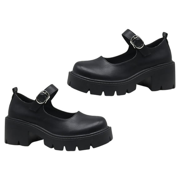 PBPBOX 1 Pair of Shoes Women Heels Block Heel Pumps Black Smooth Surface Perfectly Fit Feet