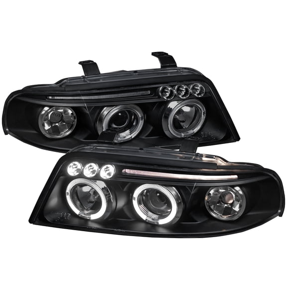 Dual Halo Projector Headlights (Matte Black Housing/Clear Lens) Made for and Compatible with 1999-2001 Audi A4/S4