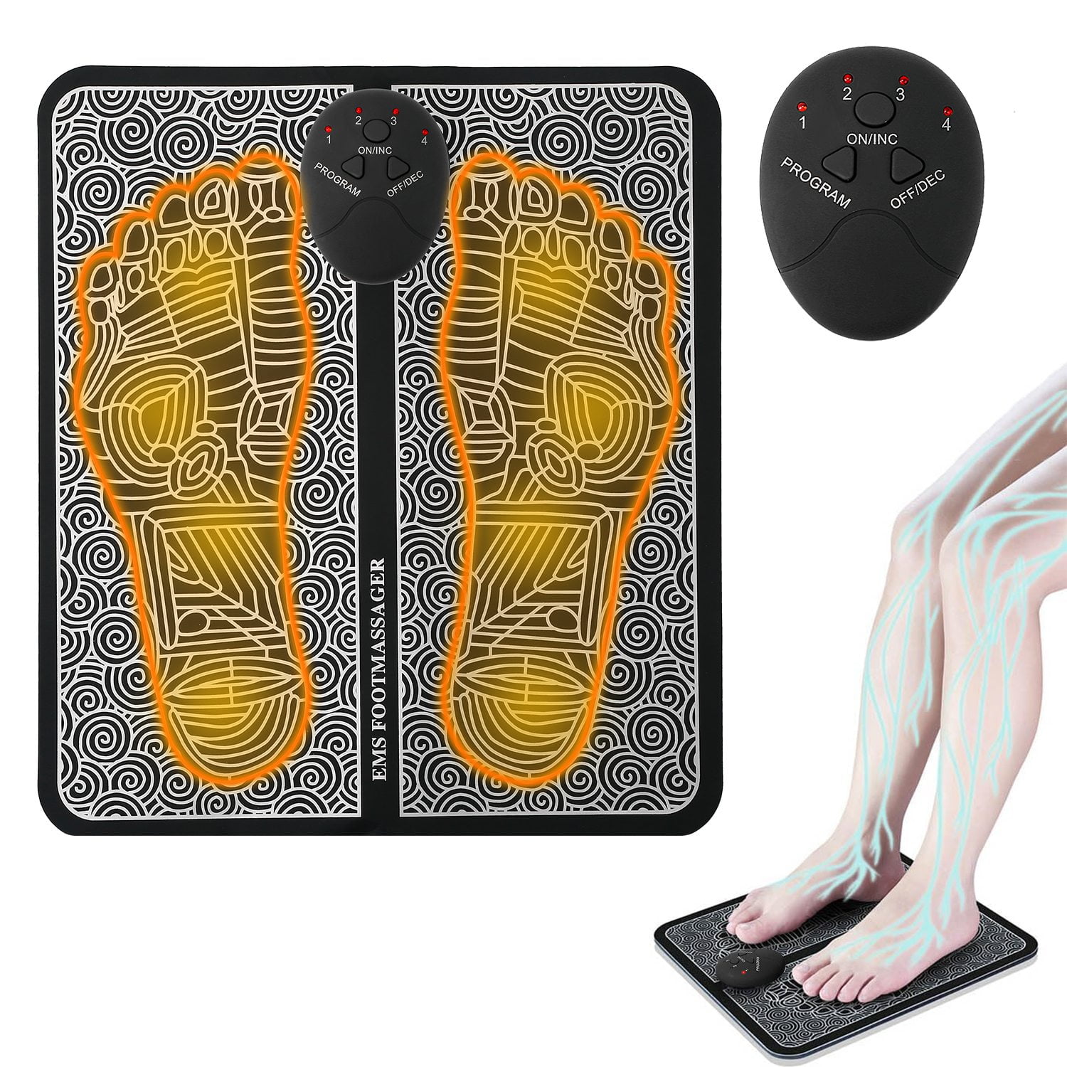 EMS Rechargeable Foot Massager, Electric Stimulator, 6 Modes, 9
