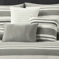 thumbnail image 5 of Lanco White & Grey 7 Piece Comforter Set Queen Size, Jacquard Striped Bedding Set, All Season, Matching Bedskirt, Pillows & Shams, 5 of 7
