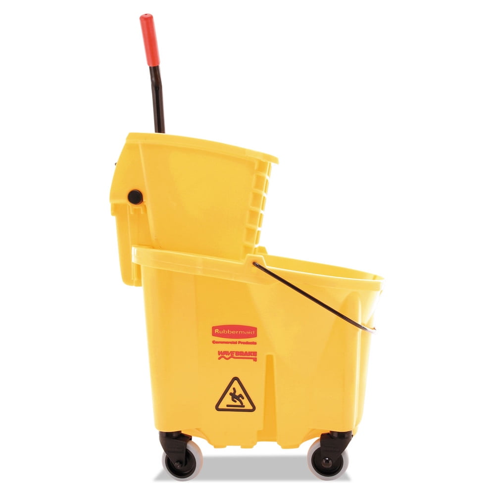 Home Office 31 Quart Side Mop Bucket Press Broom Wringer Yellow Brooms Cleaning 